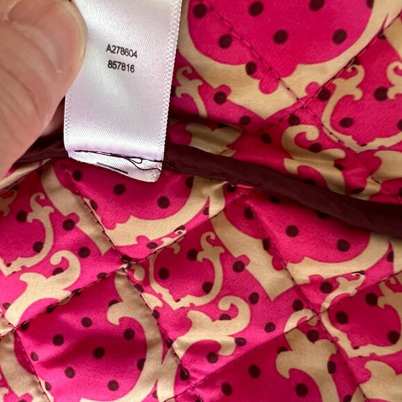 C. Wonder Quilted Burgundy Jacket Women’s XL Pink Print Lining Button Front - Picture 13 of 14